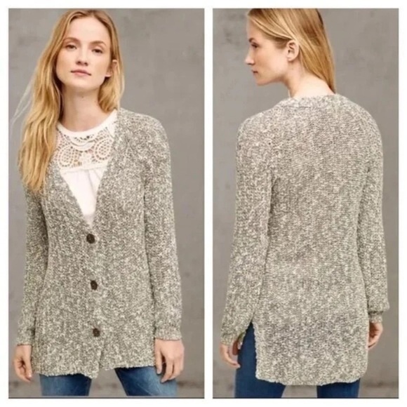 Angel Of The North Sweaters - Anthropologie Angel Of The North Women’s S Mori Marled Grey Knit Cardigan